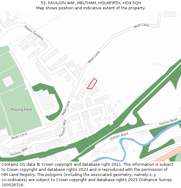 53, PAVILION WAY, MELTHAM, HOLMFIRTH, HD9 5QN: Location map and indicative extent of plot