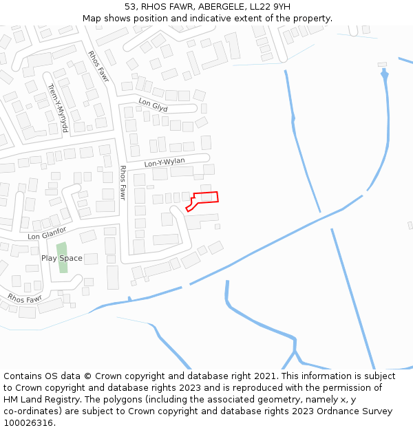 53, RHOS FAWR, ABERGELE, LL22 9YH: Location map and indicative extent of plot