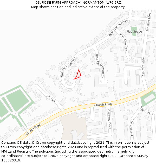 53, ROSE FARM APPROACH, NORMANTON, WF6 2RZ: Location map and indicative extent of plot