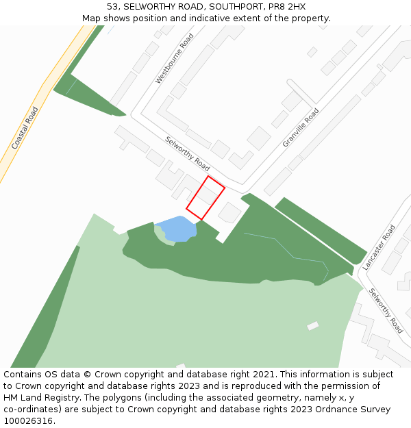 53, SELWORTHY ROAD, SOUTHPORT, PR8 2HX: Location map and indicative extent of plot