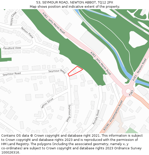 53, SEYMOUR ROAD, NEWTON ABBOT, TQ12 2PX: Location map and indicative extent of plot