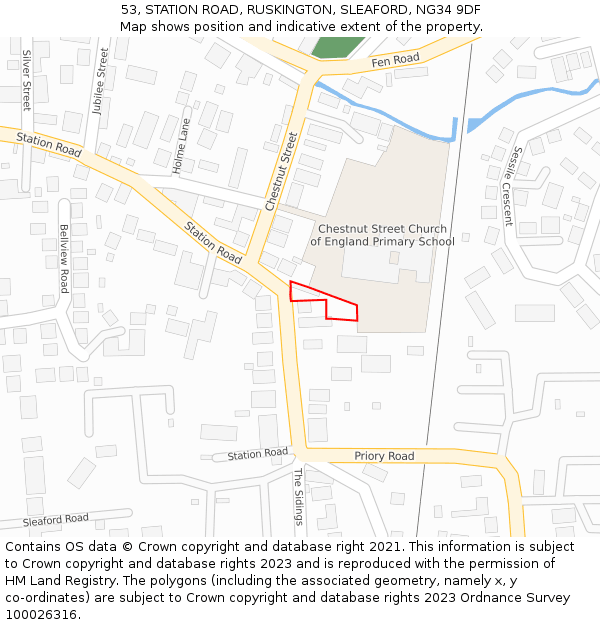 53, STATION ROAD, RUSKINGTON, SLEAFORD, NG34 9DF: Location map and indicative extent of plot