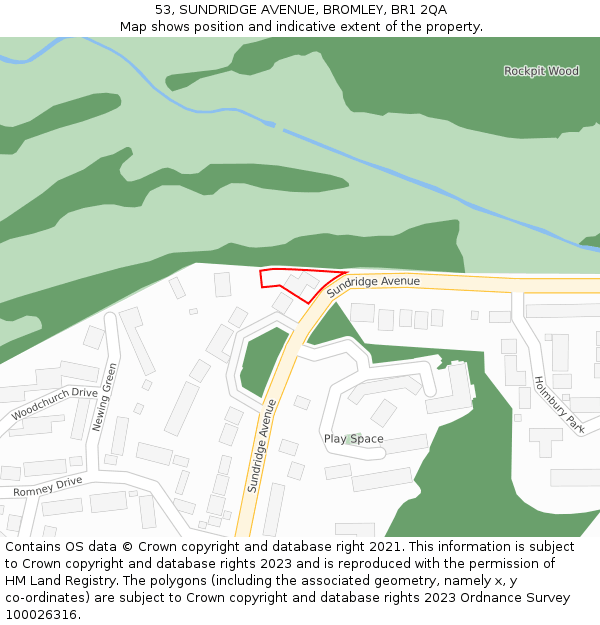 53, SUNDRIDGE AVENUE, BROMLEY, BR1 2QA: Location map and indicative extent of plot