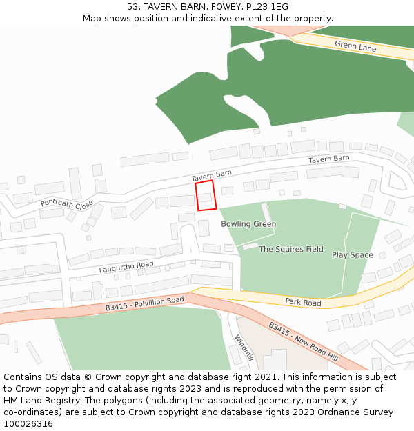 53, TAVERN BARN, FOWEY, PL23 1EG: Location map and indicative extent of plot