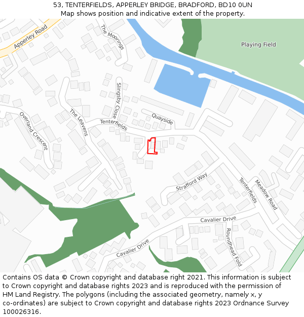 53, TENTERFIELDS, APPERLEY BRIDGE, BRADFORD, BD10 0UN: Location map and indicative extent of plot