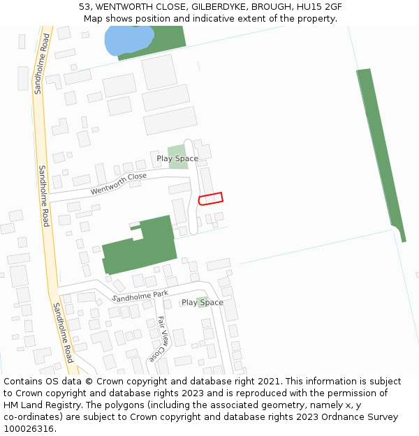 53, WENTWORTH CLOSE, GILBERDYKE, BROUGH, HU15 2GF: Location map and indicative extent of plot