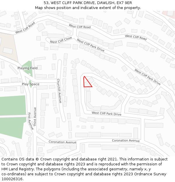 53, WEST CLIFF PARK DRIVE, DAWLISH, EX7 9ER: Location map and indicative extent of plot