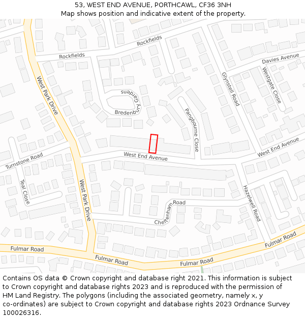 53, WEST END AVENUE, PORTHCAWL, CF36 3NH: Location map and indicative extent of plot