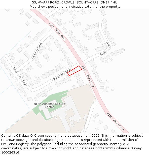 53, WHARF ROAD, CROWLE, SCUNTHORPE, DN17 4HU: Location map and indicative extent of plot