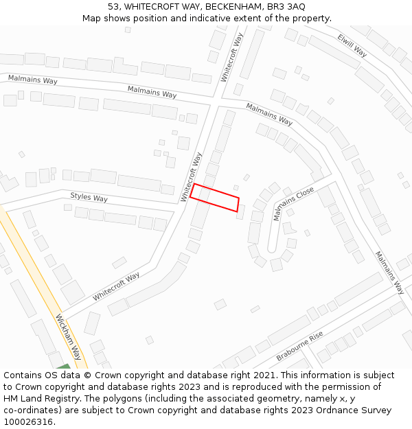 53, WHITECROFT WAY, BECKENHAM, BR3 3AQ: Location map and indicative extent of plot