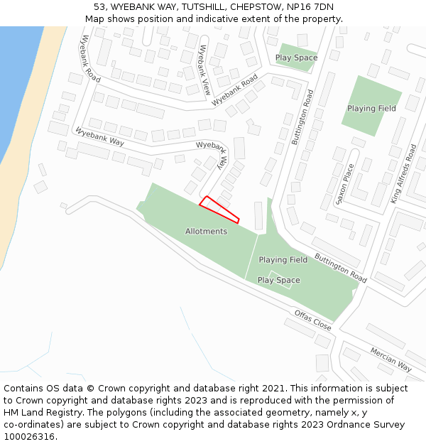 53, WYEBANK WAY, TUTSHILL, CHEPSTOW, NP16 7DN: Location map and indicative extent of plot