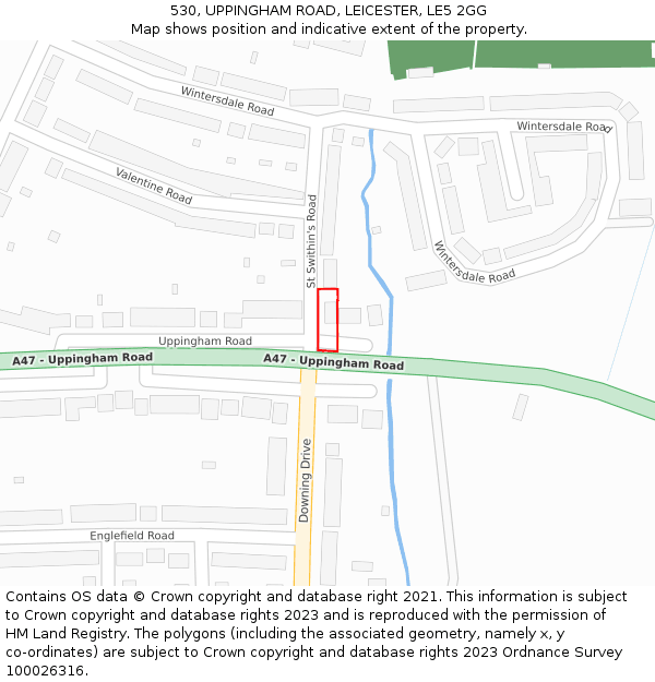 530, UPPINGHAM ROAD, LEICESTER, LE5 2GG: Location map and indicative extent of plot