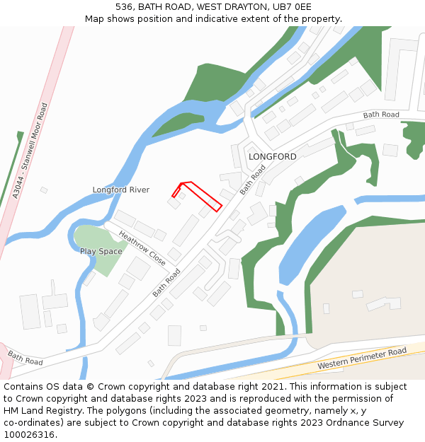 536, BATH ROAD, WEST DRAYTON, UB7 0EE: Location map and indicative extent of plot