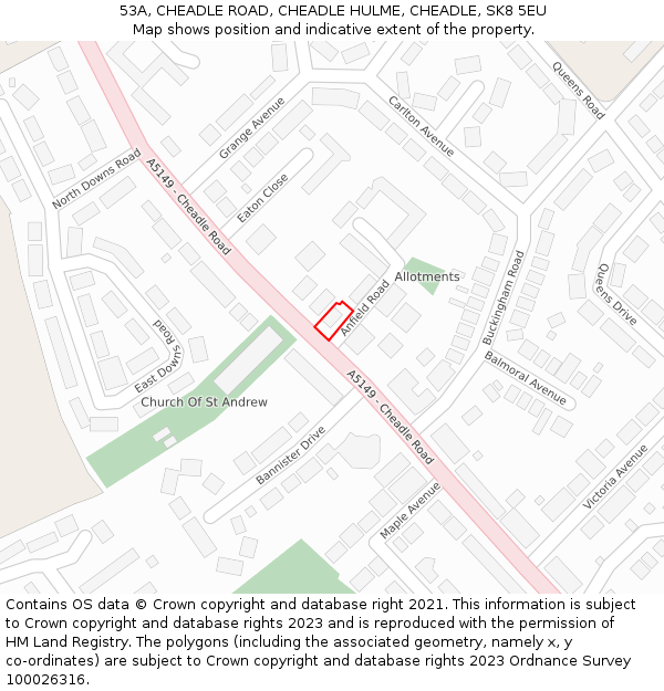 53A, CHEADLE ROAD, CHEADLE HULME, CHEADLE, SK8 5EU: Location map and indicative extent of plot