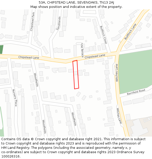 53A, CHIPSTEAD LANE, SEVENOAKS, TN13 2AJ: Location map and indicative extent of plot