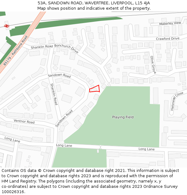 53A, SANDOWN ROAD, WAVERTREE, LIVERPOOL, L15 4JA: Location map and indicative extent of plot