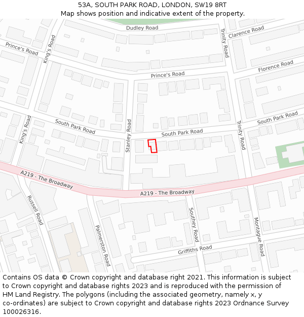 53A, SOUTH PARK ROAD, LONDON, SW19 8RT: Location map and indicative extent of plot