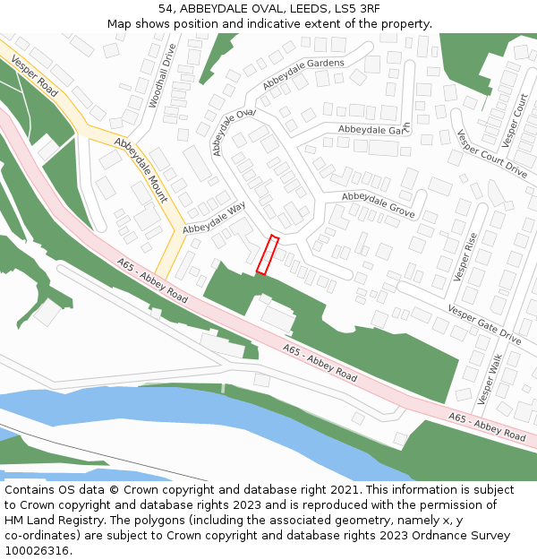 54, ABBEYDALE OVAL, LEEDS, LS5 3RF: Location map and indicative extent of plot