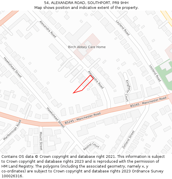 54, ALEXANDRA ROAD, SOUTHPORT, PR9 9HH: Location map and indicative extent of plot