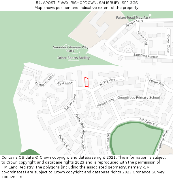 54, APOSTLE WAY, BISHOPDOWN, SALISBURY, SP1 3GS: Location map and indicative extent of plot