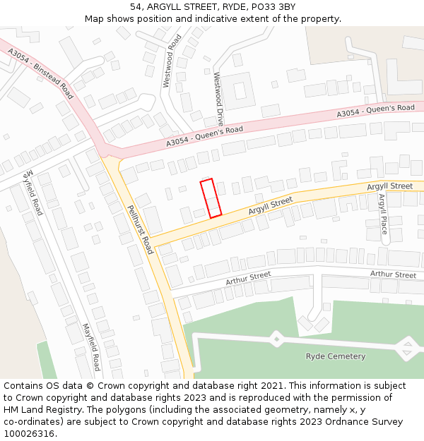 54, ARGYLL STREET, RYDE, PO33 3BY: Location map and indicative extent of plot