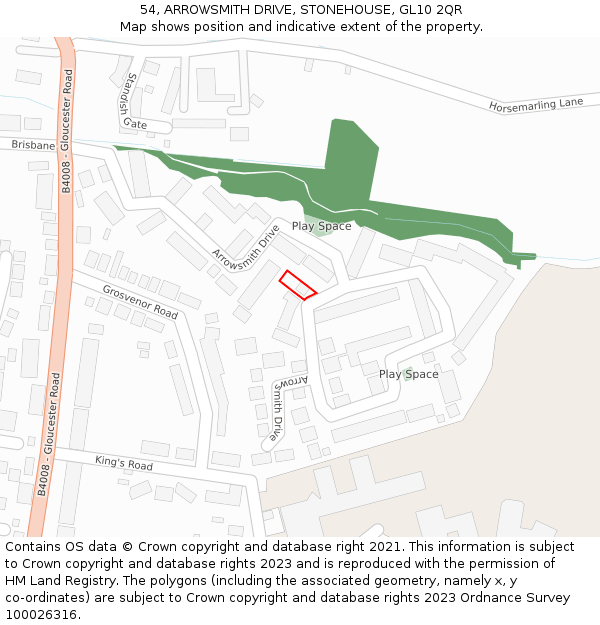 54, ARROWSMITH DRIVE, STONEHOUSE, GL10 2QR: Location map and indicative extent of plot