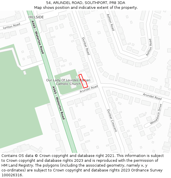 54, ARUNDEL ROAD, SOUTHPORT, PR8 3DA: Location map and indicative extent of plot