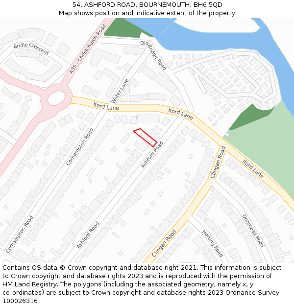 54, ASHFORD ROAD, BOURNEMOUTH, BH6 5QD: Location map and indicative extent of plot