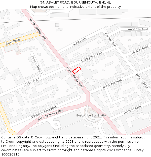 54, ASHLEY ROAD, BOURNEMOUTH, BH1 4LJ: Location map and indicative extent of plot