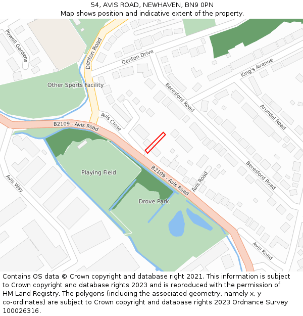 54, AVIS ROAD, NEWHAVEN, BN9 0PN: Location map and indicative extent of plot