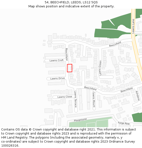 54, BEECHFIELD, LEEDS, LS12 5QS: Location map and indicative extent of plot