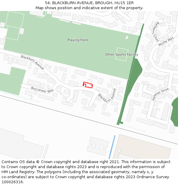 54, BLACKBURN AVENUE, BROUGH, HU15 1ER: Location map and indicative extent of plot