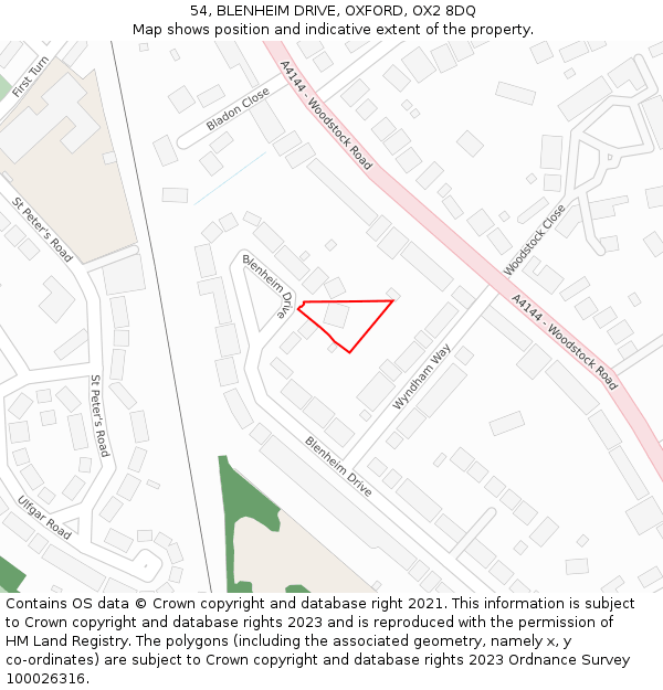 54, BLENHEIM DRIVE, OXFORD, OX2 8DQ: Location map and indicative extent of plot