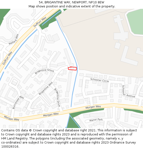 54, BRIGANTINE WAY, NEWPORT, NP10 8EW: Location map and indicative extent of plot