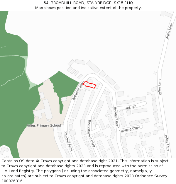 54, BROADHILL ROAD, STALYBRIDGE, SK15 1HQ: Location map and indicative extent of plot