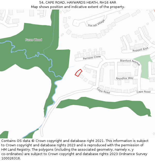 54, CAPE ROAD, HAYWARDS HEATH, RH16 4AR: Location map and indicative extent of plot