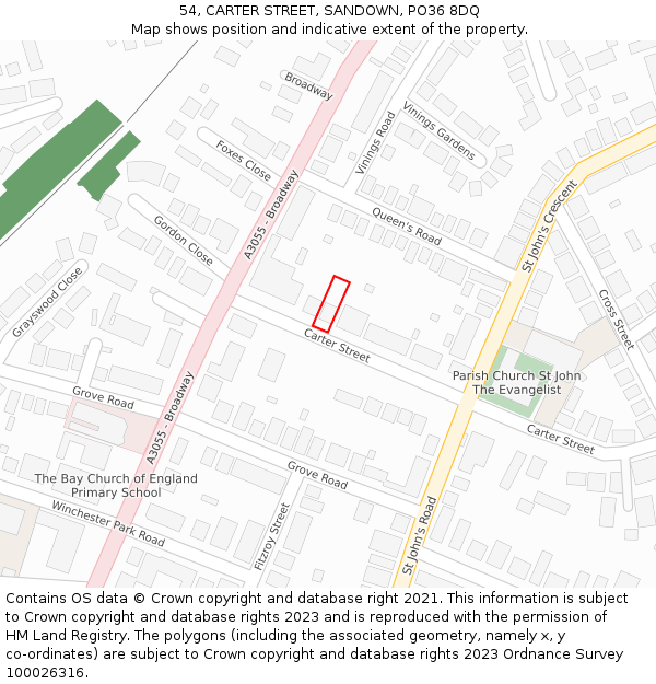 54, CARTER STREET, SANDOWN, PO36 8DQ: Location map and indicative extent of plot