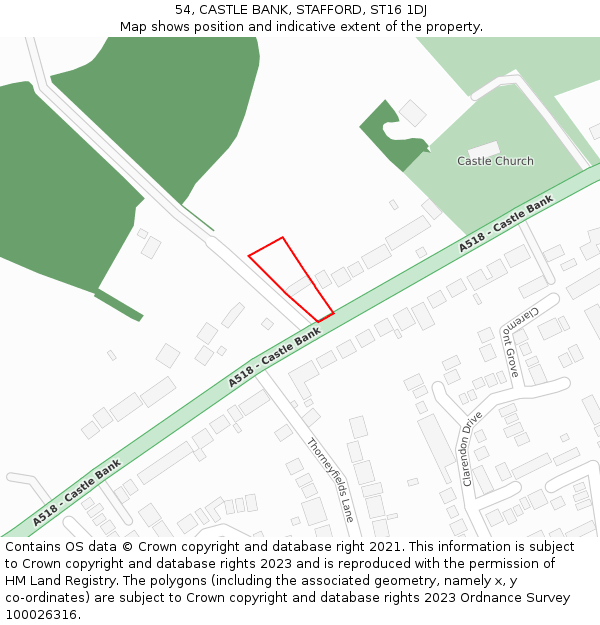 54, CASTLE BANK, STAFFORD, ST16 1DJ: Location map and indicative extent of plot