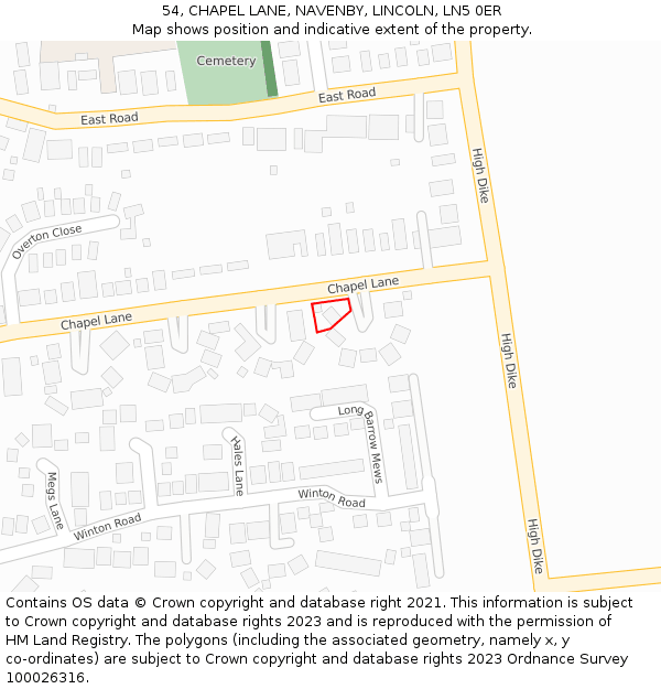 54, CHAPEL LANE, NAVENBY, LINCOLN, LN5 0ER: Location map and indicative extent of plot