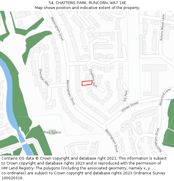 54, CHATTERIS PARK, RUNCORN, WA7 1XE: Location map and indicative extent of plot