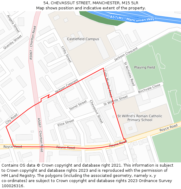 54, CHEVASSUT STREET, MANCHESTER, M15 5LR: Location map and indicative extent of plot