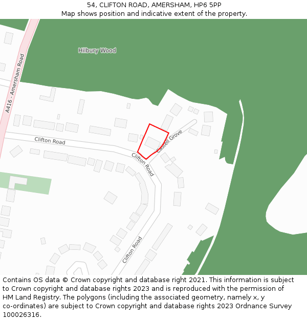 54, CLIFTON ROAD, AMERSHAM, HP6 5PP: Location map and indicative extent of plot