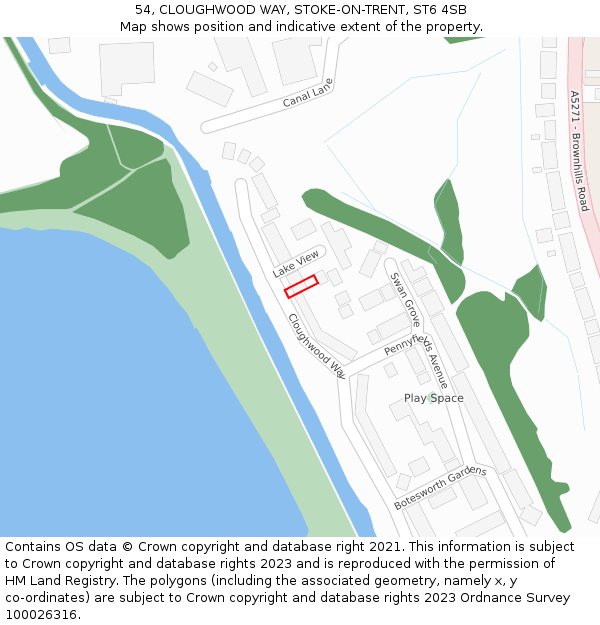 54, CLOUGHWOOD WAY, STOKE-ON-TRENT, ST6 4SB: Location map and indicative extent of plot