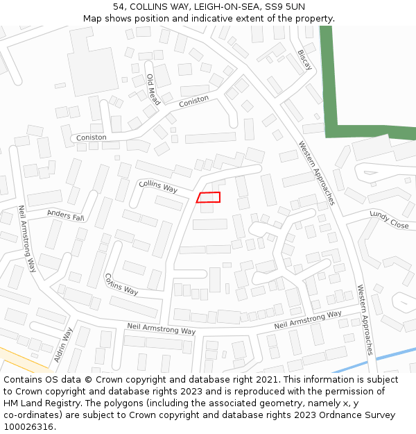 54, COLLINS WAY, LEIGH-ON-SEA, SS9 5UN: Location map and indicative extent of plot