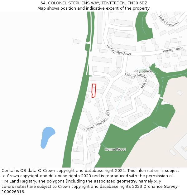 54, COLONEL STEPHENS WAY, TENTERDEN, TN30 6EZ: Location map and indicative extent of plot