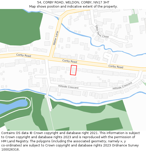 54, CORBY ROAD, WELDON, CORBY, NN17 3HT: Location map and indicative extent of plot