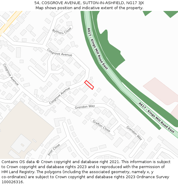 54, COSGROVE AVENUE, SUTTON-IN-ASHFIELD, NG17 3JX: Location map and indicative extent of plot