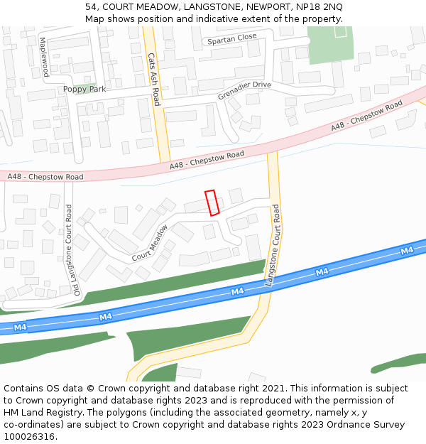 54, COURT MEADOW, LANGSTONE, NEWPORT, NP18 2NQ: Location map and indicative extent of plot