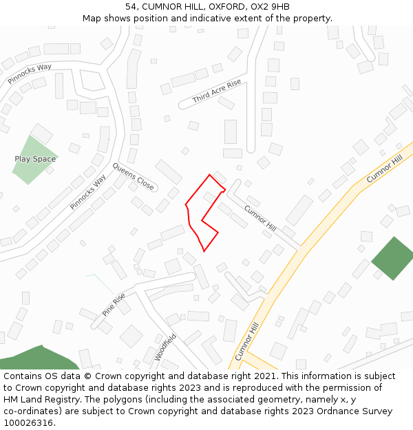 54, CUMNOR HILL, OXFORD, OX2 9HB: Location map and indicative extent of plot