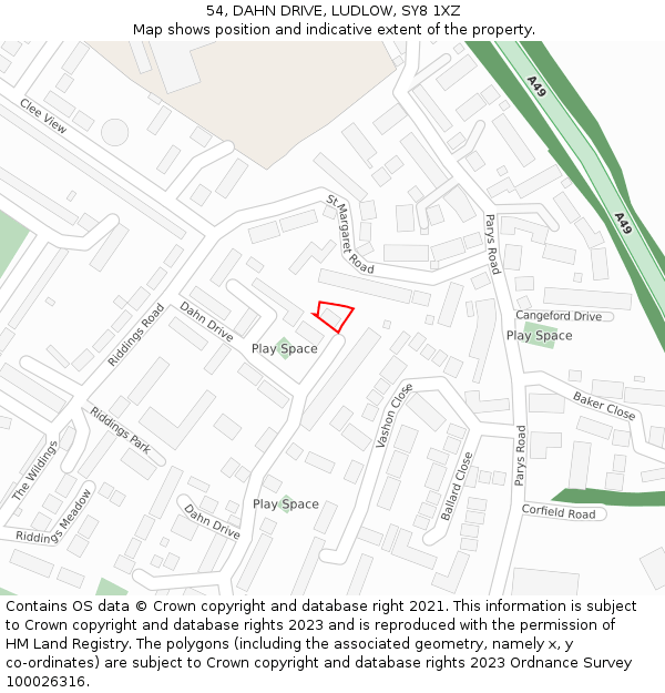 54, DAHN DRIVE, LUDLOW, SY8 1XZ: Location map and indicative extent of plot